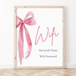 Akvarell Elegant Modern Rosa Bow Wifi Skylt