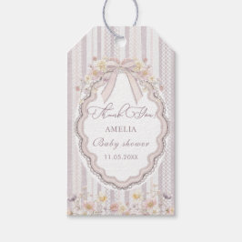 Akvarell Elegant Pastell vild blomsterbåge spets Presentetikett