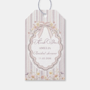 Akvarell Elegant Pastell vildblomma rosett spets B Presentetikett