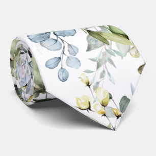Akvarell Elegant Rustik Blå Eukalyptus Slips