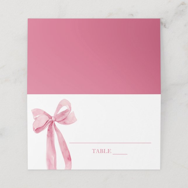 Akvarell Elegant Söt Rosa Rosett Namn Kort (Utvändigt utvikt)