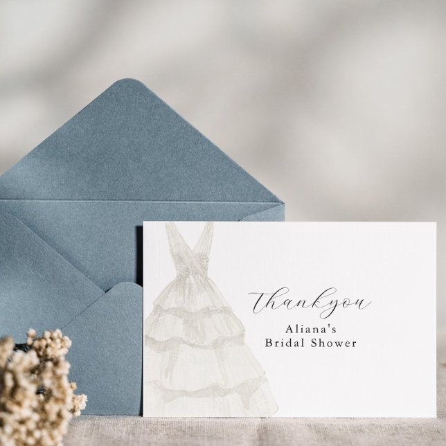 Akvarell elegant vit enkel klänning tack kort (Skapare uppladdad)