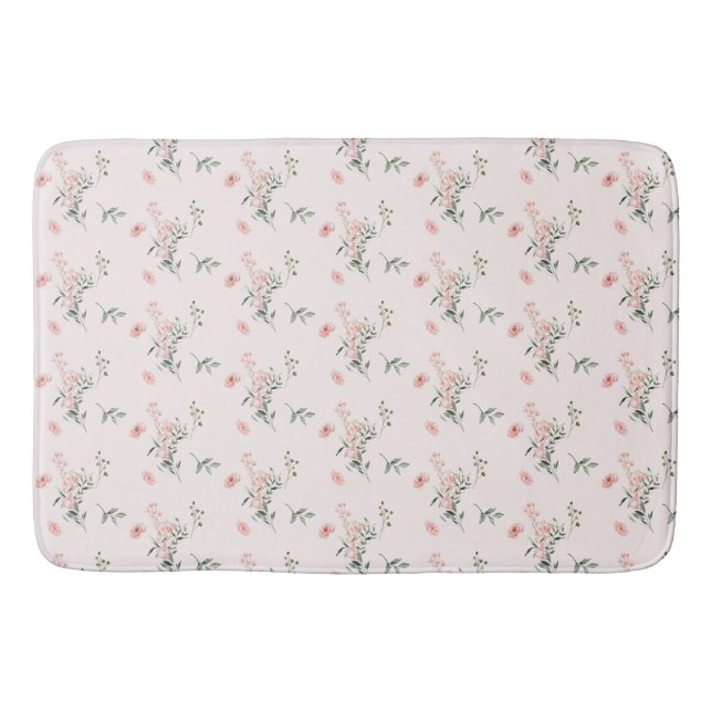 Akvarell Eleganta Rosa Rosor Baddruk Badrumsmatta (Framsidan)