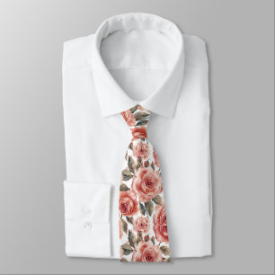 Akvarell Eleganta Rosa Rosor Bröllop      Slips