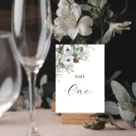 Akvarell Eleganta Vinter Anemoner Blommor Bord N Bordsnummer