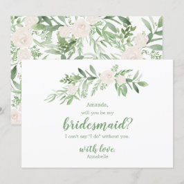 Akvarell Elfenbensros Bröllop Var min brudtjänstef Inbjudningar