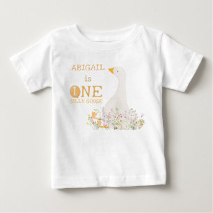 Akvarell En Dumma Gås Vildblomma 1-års Födelsedag T Shirt