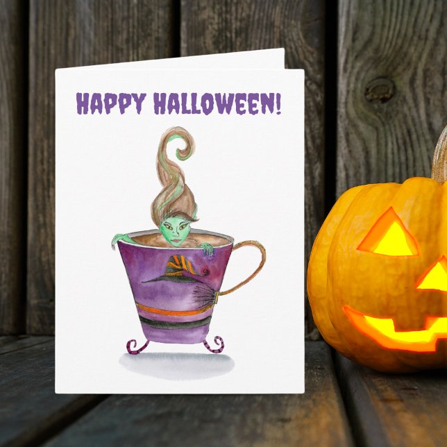 Akvarell En Häxas Dryck God Halloween Kort (This unique Halloween card is perfect for teachers, co workers, Halloween fans!
)