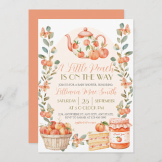 Akvarell En liten persika är på väg Inbjudningar