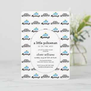 Akvarell En liten polisbils Baby Shower Inbjudningar