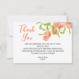 Akvarell En Söt Liten Persika Tack Kort