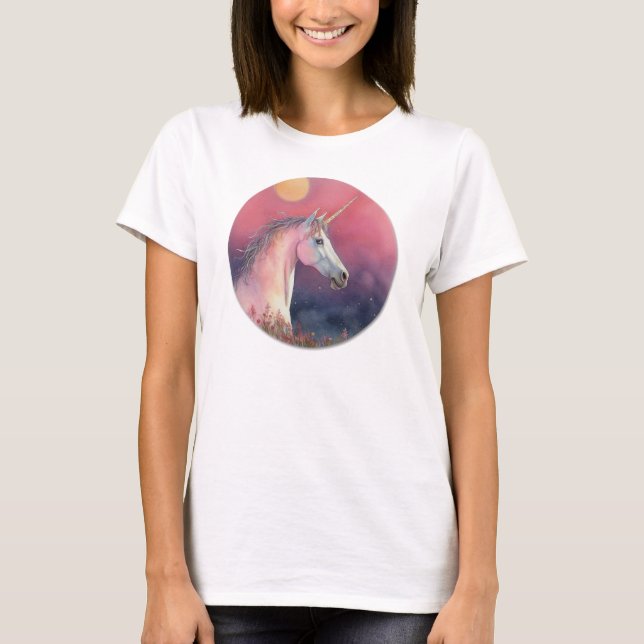 Akvarell Enhörning T Shirt (Framsida)