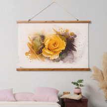 Akvarell Enkel Gul Ros