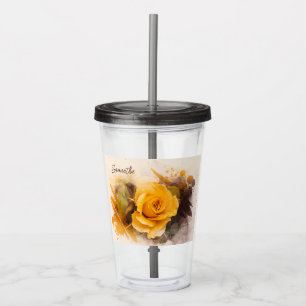 Akvarell Enkel Gul Ros Take Away Mugg