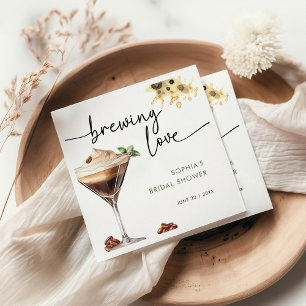 Akvarell Espresso Martini Bröllopsdusch Pappersservett