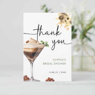 Akvarell Espresso Martini Bröllopsdusch Tack Kort