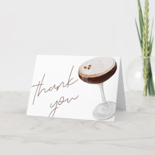 Akvarell Espresso Martini Bröllopsdusch Tack Kort