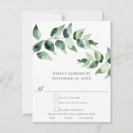 Akvarell Eucalyptus Bröllop | Vit OSA Kort