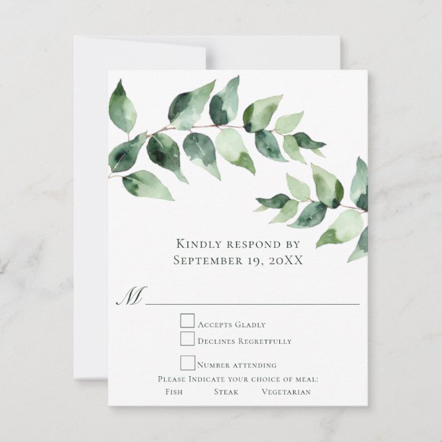 Akvarell Eucalyptus Bröllop | Vit OSA Kort (Framsida)