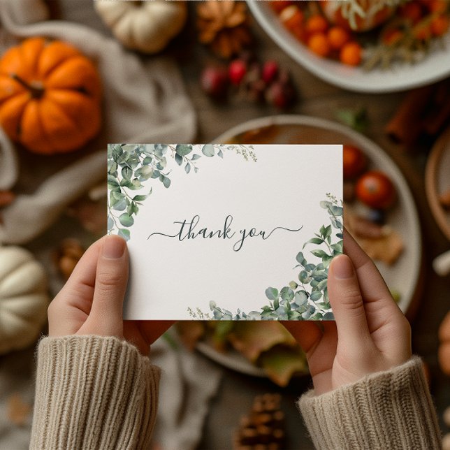 Akvarell Eucalyptus Bröllopsdusch Tack Vykort (Watercolor Eucalyptus Bridal Shower Thank You Postcard)