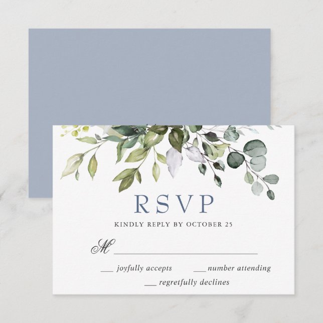 Akvarell Eucalyptus Elegant Grönska Bröllop OSA Kort (Fram/baksida)