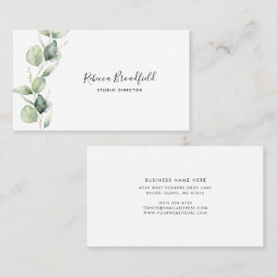 Akvarell Eucalyptus Elegant Skript Salong Visitkort