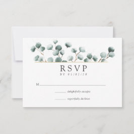 Akvarell Eucalyptus Geometrisk Bröllops RSVP OSA Kort