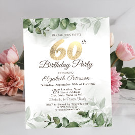 Akvarell Eucalyptus Grönska 60-årsdag Inbjudningar