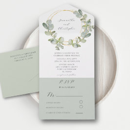 Akvarell Eucalyptus Grönska & Guld Bröllop