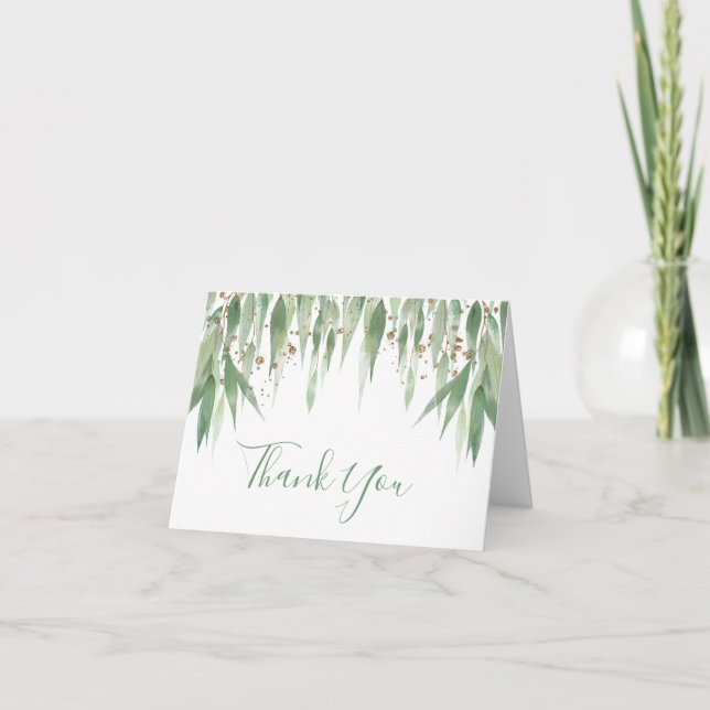 Akvarell Eucalyptus Hängande blad Tack Kort (Framsida)