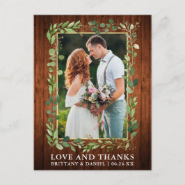 Akvarell Eucalyptus Trä Guld Kärlek och Tacksamhet Vykort