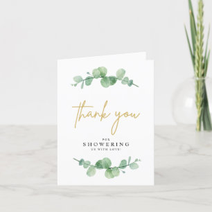 Akvarell Eukalyptus Baby Shower Tack Kort