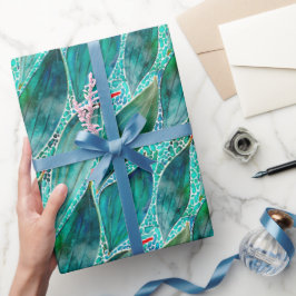 Akvarell Eukalyptus Blå Flodblad Presentpapper