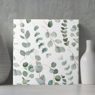 Akvarell Eukalyptus Blommönster Kakelplatta