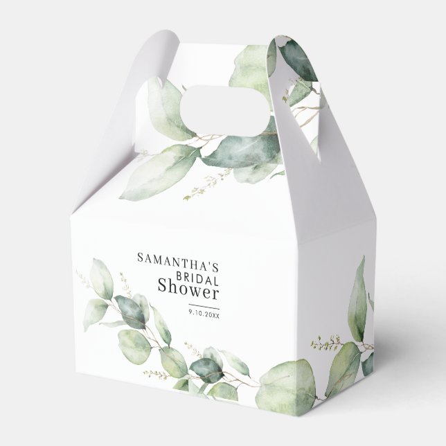 Akvarell Eukalyptus Botanisk Bröllopsdusch Presentaskar (Framsidan Sidan)