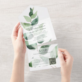 Akvarell Eukalyptus Bröllop | Vit