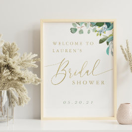 Akvarell Eukalyptus Bröllopsdusch Poster