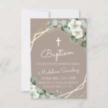 Akvarell Eukalyptus Dop Baby Invitation