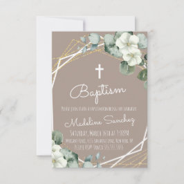 Akvarell Eukalyptus Dop Baby Invitation Inbjudningar
