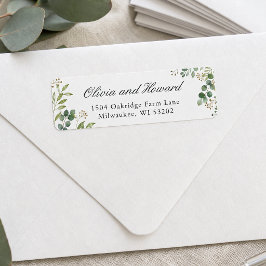 Akvarell Eukalyptus Grönska Lövverk Blad Returadress Etikett