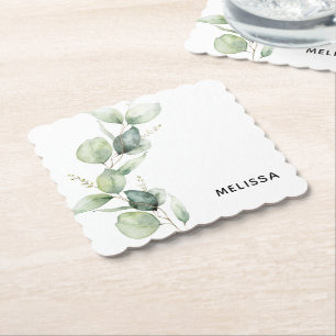Akvarell Eukalyptus Grönska Minimalistisk Underlägg Papper