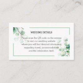 Akvarell Eukalyptus Grönska QR Info Bröllop Tilläggskort