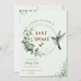 Akvarell Eukalyptus Kolibri Baby Shower Inbjudningar