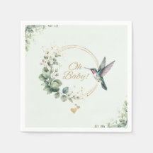 Akvarell Eukalyptus Kolibri Baby Shower