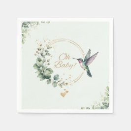 Akvarell Eukalyptus Kolibri Baby Shower Pappersservett