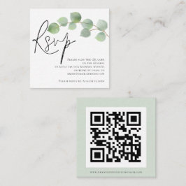 Akvarell Eukalyptus Script QR-kod Bröllops RSVP Tilläggskort
