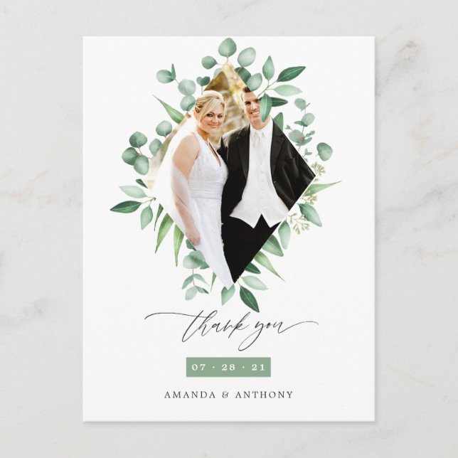 Akvarell Eukalyptus Skogsgrönska Tack Vykort (Framsida)