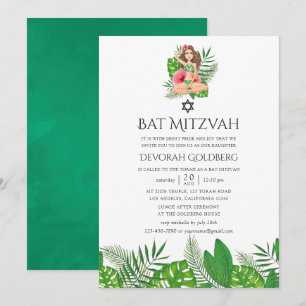 Akvarell Exotisk Aloha Luau Bat Mitzvah Inbjudningar