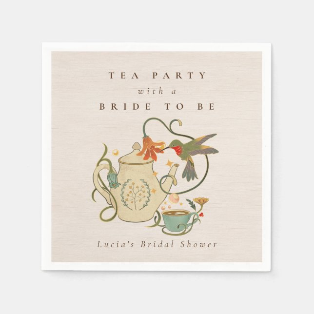 Akvarell Faecore blomsterlig Te-fest Bröllopsdusch Pappersservett (Framsidan)