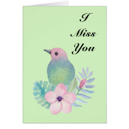 Akvarell Fågel och Blomma Hälsningskort